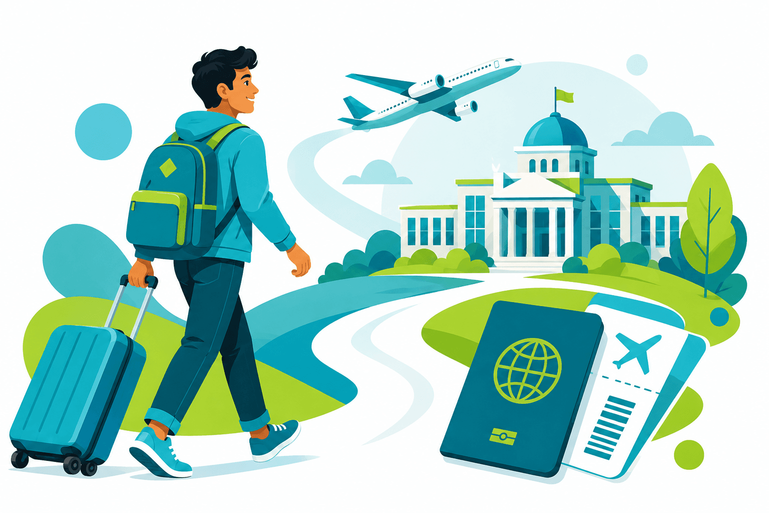 Student beginning their study-abroad journey